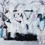 The Waiters, 2014, oil and spray on canvas, 27 x 35 cm