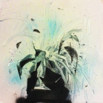 Plant, 2014, oil and spray on canvas, 40 x 40 cm