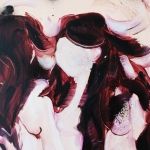 Dancers, 2014, oil and spray on canvas, 40 x 30 cm