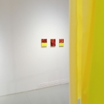 3rd Space: Traces, 2025, acrylic, ink, fabrics, plastic, nails, each 25 x 18 x 5 cm