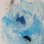 A No Place, 2014, oil and spray on canvas, 35 x 28 cm
