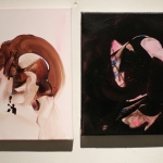 Dear Ida, 2014, oil on canvas, 33 x 24 cm and Darling Ida, 2014, oil and spray on canvas, 31 x 27 cm