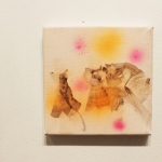 There Was Always At Least Three of Them, 2014, oil and spray on canvas, 20 x 20 cm