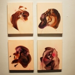 Ida Is Ida Is Ida, 2014, oil and spray on canvas, each 27 x 22 cm