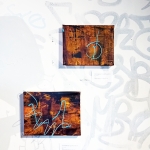 Parallel Events I and II, 2025, acrylic, in, wood, nails, plastic, polyurethane on canvas, 22 x 26 x 4 cm and 25 x 30 x 10 cm. From the exhibition Entropia / Pysyvyys, Kalevan halli, Tampere.