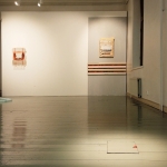 Small Super Activators, acrylic, wood, polyurethane, sizes vary, 2021 -> Series of small objects of bright colour placed in the space, activating the less obvious corners and locations. (Turun Taidehalli)