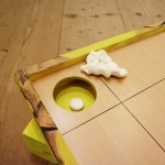 Detail of Tummelplatz (Factors), 2024, clay, wood, ink, acrylic. 