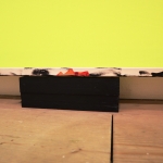 Detail of Tummelplatz (Mumbling), 2024, acrylic, wood, fabrics, 200 x 180 x 10 cm. 