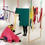 Virhemarginaali - Margin of Error, 2025. Performative acts with/in the installation. Collaborative work with Anna Hyrkkänen and Katri Mononen. Taidekeskus Mältinranta.